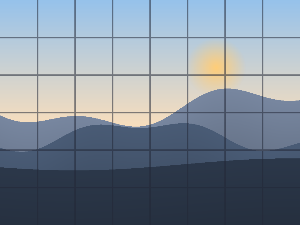 A landscape photo with a drawing grid overlaid